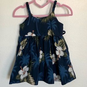 1-2Y Navy Blue Palm Leaf Strappy Dress